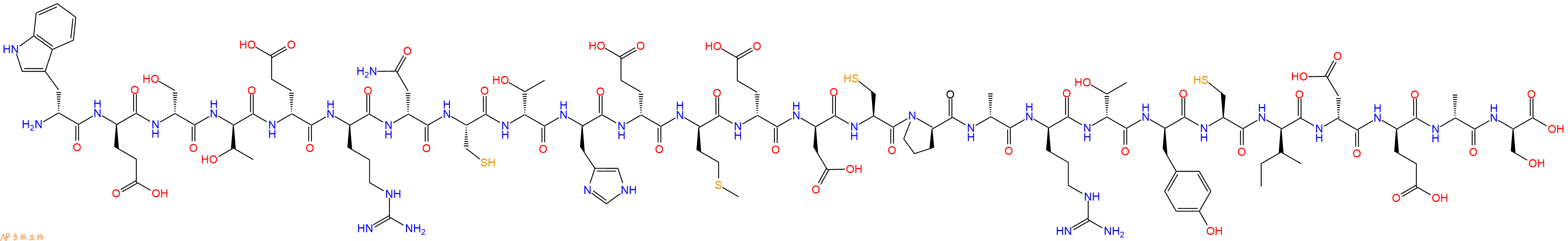 专肽生物产品H2N-DTrp-DGlu-DSer-DThr-DGlu-DArg-DAsn-Cys-DThr-DHis-DGlu-DMet-DGlu-DAsp-Cys-DPro-DAla-DArg-DThr-DTyr-Cys-DIle-DAsp-DGlu-DAla-DSer-OH