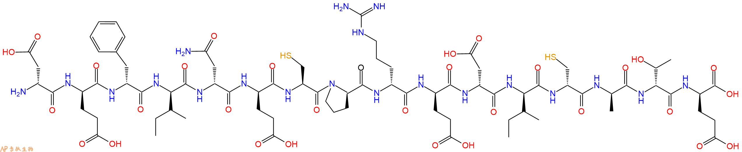 专肽生物产品H2N-DAsp-DGlu-DPhe-DIle-DAsn-DGlu-Cys-DPro-DArg-DGlu-DAsp-DIle-DCys-DAla-DThr-DGlu-OH