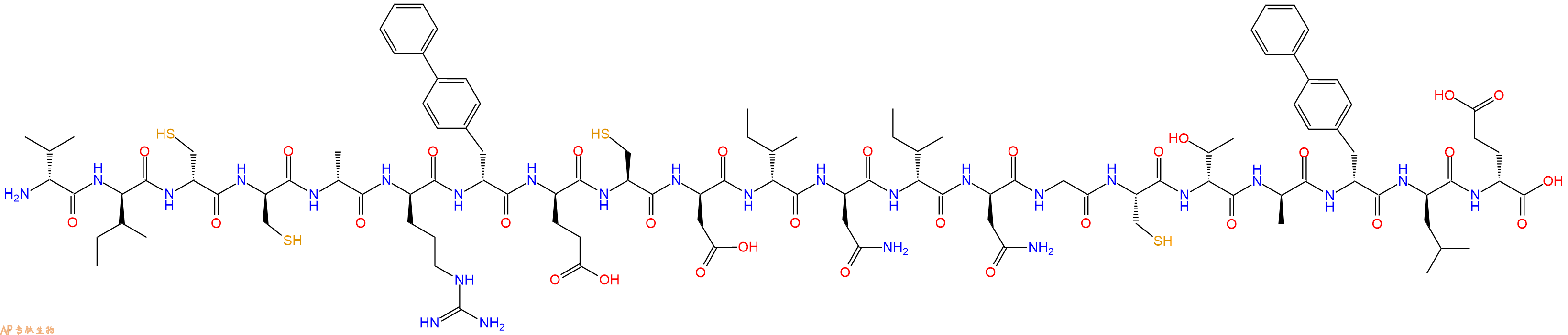 专肽生物产品H2N-DVal-DIle-DCys-DCys-DAla-DArg-DBip-DGlu-Cys-DAsp-DIle-DAsn-DIle-DAsn-Gly-Cys-DThr-DAla-DBip-DLeu-DGlu-OH
