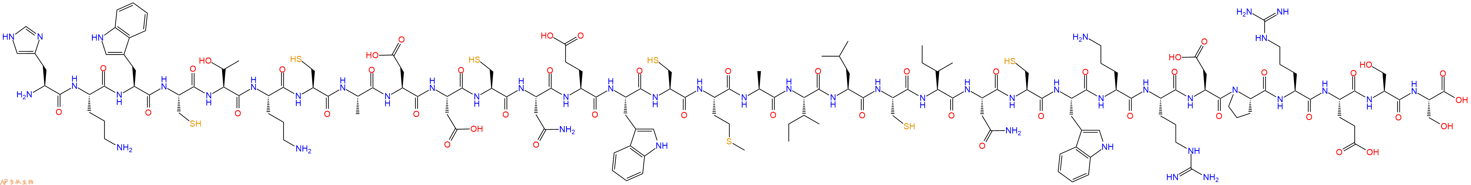 专肽生物产品H2N-His-Orn-Trp-Cys-Thr-Orn-Cys-Ala-Asp-Asp-Cys-Asn-Glu-Trp-Cys-Met-Ala-Ile-Leu-Cys-Ile-Asn-Cys-Trp-Orn-Arg-Asp-Pro-Arg-Glu-Ser-Ser-OH