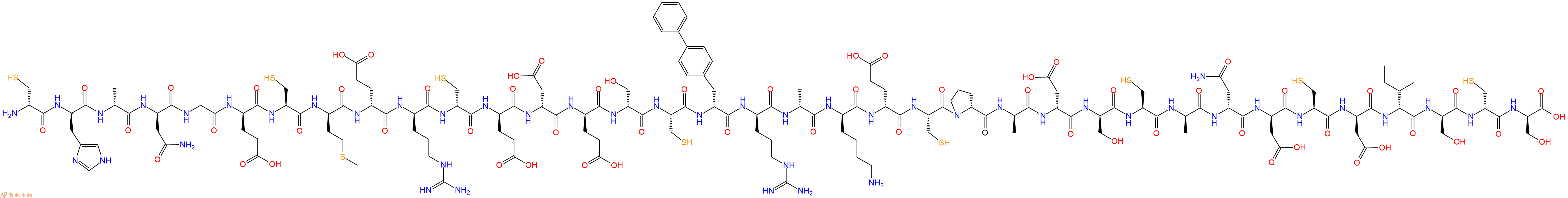 专肽生物产品H2N-DCys-DHis-DAla-DAsn-Gly-DGlu-Cys-DMet-DGlu-DArg-DCys-DGlu-DAsp-DGlu-DSer-Cys-DBip-DArg-DAla-DLys-DGlu-Cys-DPro-DAla-DAsp-DSer-Cys-DAla-DAsn-DAsp-Cys-DAsp-DIle-DSer-DCys-DSer-OH