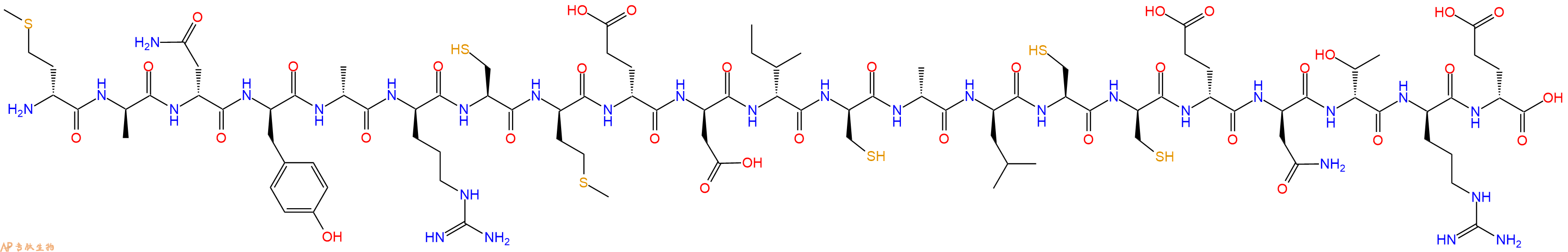 专肽生物产品H2N-DMet-DAla-DAsn-DTyr-DAla-DArg-Cys-DMet-DGlu-DAsp-DIle-DCys-DAla-DLeu-Cys-DCys-DGlu-DAsn-DThr-DArg-DGlu-OH