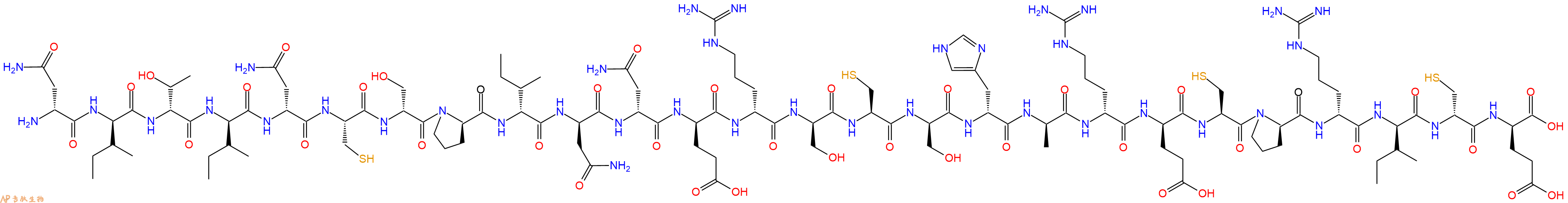 专肽生物产品H2N-DAsn-DIle-DThr-DIle-DAsn-Cys-DSer-DPro-DIle-DAsn-DAsn-DGlu-DArg-DSer-Cys-DSer-DHis-DAla-DArg-DGlu-Cys-DPro-DArg-DIle-DCys-DGlu-OH