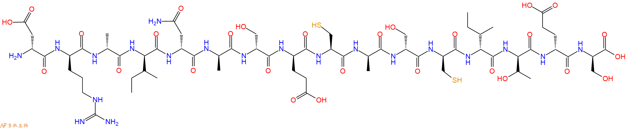 专肽生物产品H2N-DAsp-DArg-DAla-DIle-DAsn-DAla-DSer-DGlu-Cys-DAla-DSer-DCys-DIle-DThr-DGlu-DSer-OH