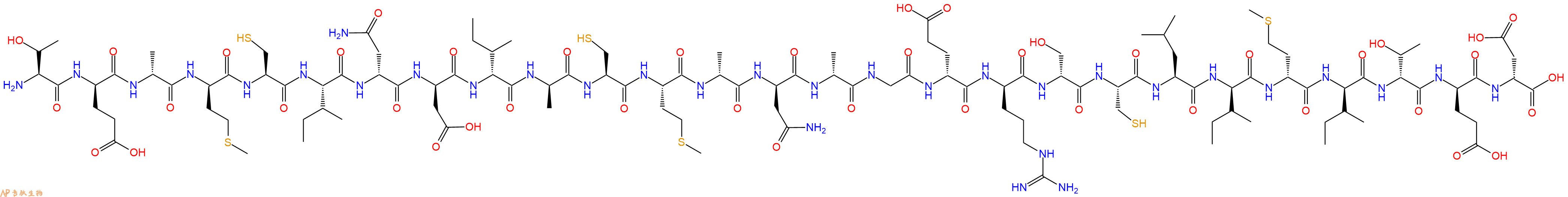 专肽生物产品H2N-Thr-DGlu-DAla-DMet-Cys-Ile-DAsn-DAsp-DIle-DAla-Cys-Met-DAla-DAsn-DAla-Gly-DGlu-DArg-DSer-Cys-Leu-DIle-DMet-DIle-DThr-DGlu-DAsp-OH