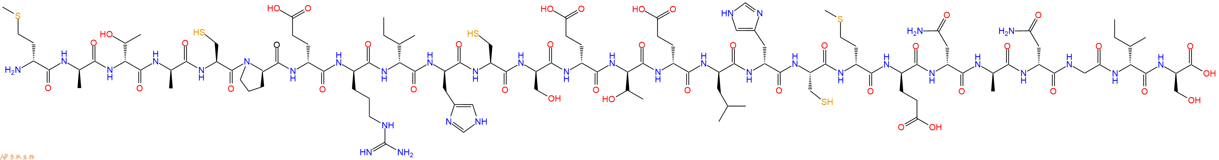 专肽生物产品H2N-DMet-DAla-DThr-DAla-Cys-DPro-DGlu-DArg-DIle-DHis-Cys-DSer-DGlu-DThr-DGlu-DLeu-DHis-Cys-DMet-DGlu-DAsn-DAla-DAsn-Gly-DIle-DSer-OH