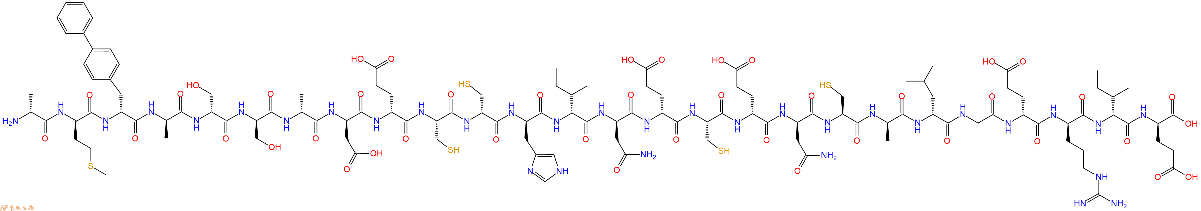 专肽生物产品H2N-DAla-DMet-DBip-DAla-DSer-DSer-DAla-DAsp-DGlu-Cys-DCys-DHis-DIle-DAsn-DGlu-Cys-DGlu-DAsn-Cys-DAla-DLeu-Gly-DGlu-DArg-DIle-DGlu-OH