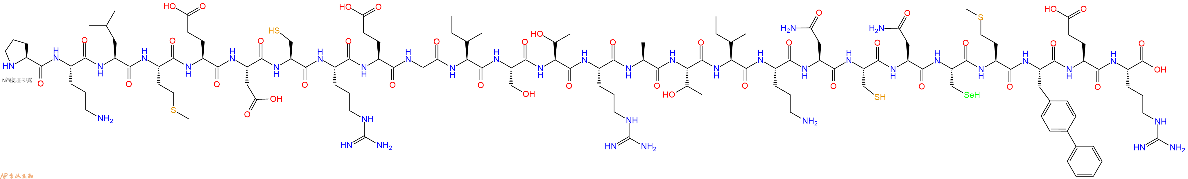 专肽生物产品H2N-Pro-Orn-Leu-Met-Glu-Asp-Cys-Arg-Glu-Gly-Ile-Ser-Thr-Arg-Ala-Thr-Ile-Orn-Asn-Cys-Asn-Sec-Met-Bip-Glu-Arg-OH