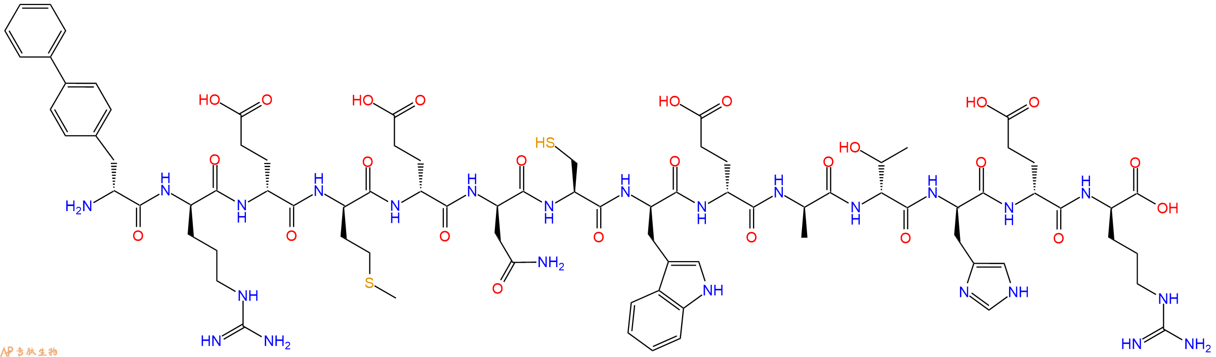 专肽生物产品H2N-DBip-DArg-DGlu-DMet-DGlu-DAsn-Cys-DTrp-DGlu-DAla-DThr-DHis-DGlu-DArg-OH