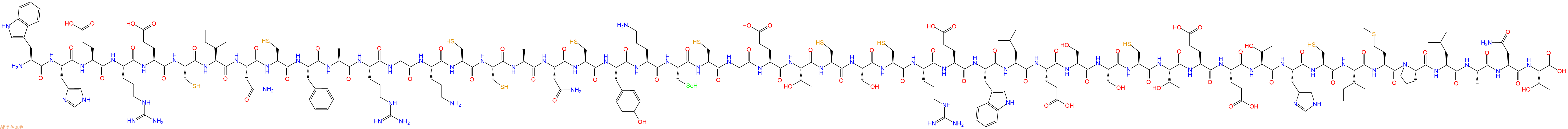 专肽生物产品H2N-Trp-His-Glu-Arg-Glu-Cys-Ile-Asn-Cys-Phe-Ala-Arg-Gly-Orn-Cys-Cys-Ala-Asn-Cys-Tyr-Orn-Sec-Cys-Gly-Glu-Thr-Cys-Ser-Cys-Arg-Glu-Trp-Leu-Glu-Ser-Ser-Cys-Thr-Glu-Glu-Thr-His-Cys-Ile-Met-Pro-Leu-Ala-Asn-Thr-OH