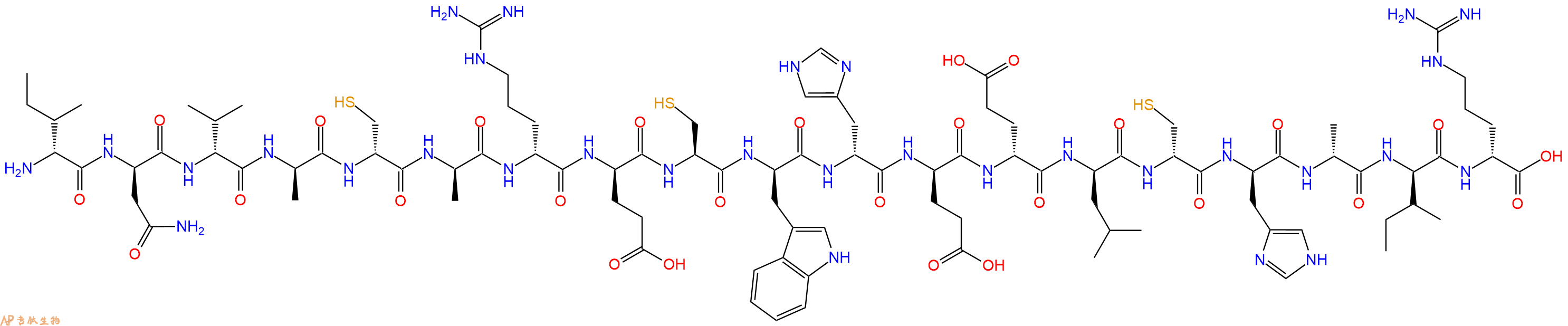 专肽生物产品H2N-DIle-DAsn-DVal-DAla-DCys-DAla-DArg-DGlu-Cys-DTrp-DHis-DGlu-DGlu-DLeu-DCys-DHis-DAla-DIle-DArg-OH