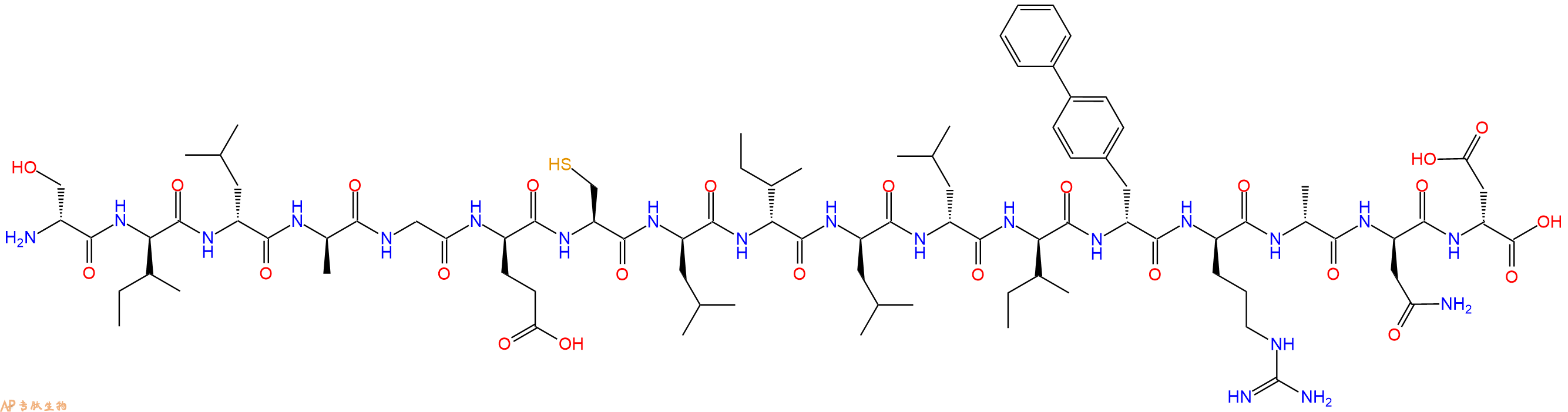 专肽生物产品H2N-DSer-DIle-DLeu-DAla-Gly-DGlu-Cys-DLeu-DIle-DLeu-DLeu-DIle-DBip-DArg-DAla-DAsn-DAsp-OH