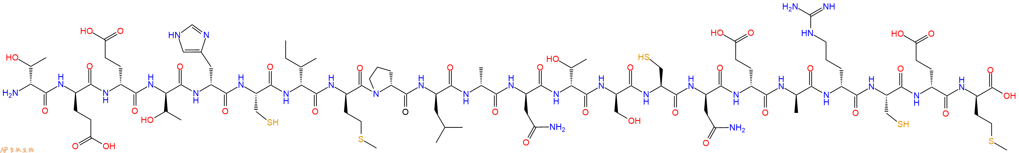 专肽生物产品H2N-DThr-DGlu-DGlu-DThr-DHis-Cys-DIle-DMet-DPro-DLeu-DAla-DAsn-DThr-DSer-Cys-DAsn-DGlu-DAla-DArg-Cys-DGlu-DMet-OH