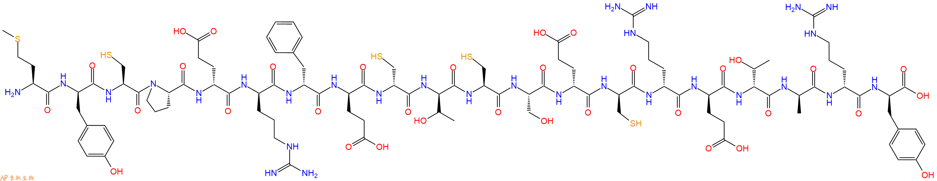 专肽生物产品H2N-Met-DTyr-Cys-Pro-DGlu-DArg-DPhe-DGlu-DCys-DThr-Cys-Ser-DGlu-DCys-DArg-DGlu-DThr-DAla-DArg-DTyr-OH