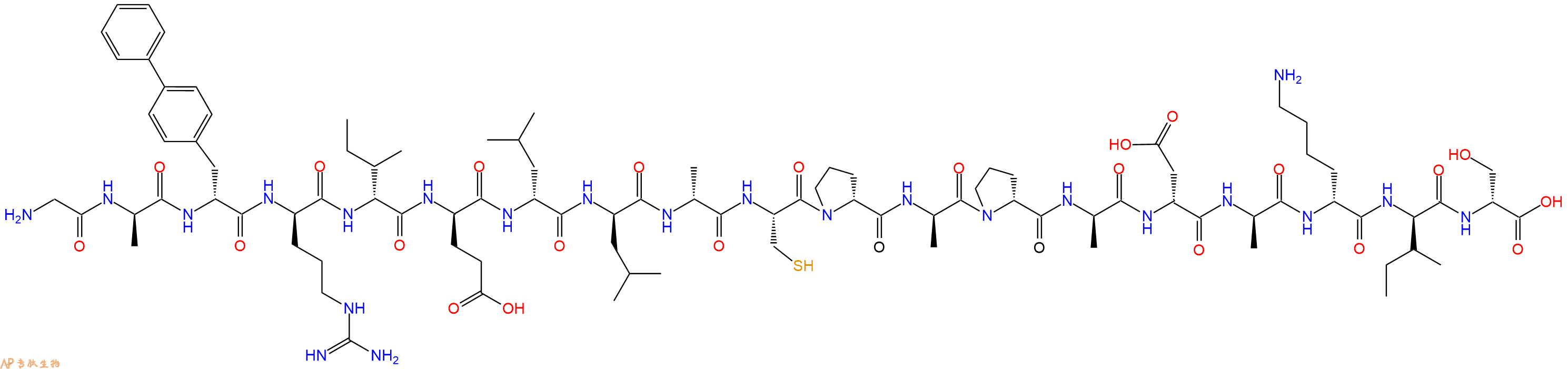 专肽生物产品H2N-Gly-DAla-DBip-DArg-DIle-DGlu-DLeu-DLeu-DAla-Cys-DPro-DAla-DPro-DAla-DAsp-DAla-DLys-DIle-DSer-OH