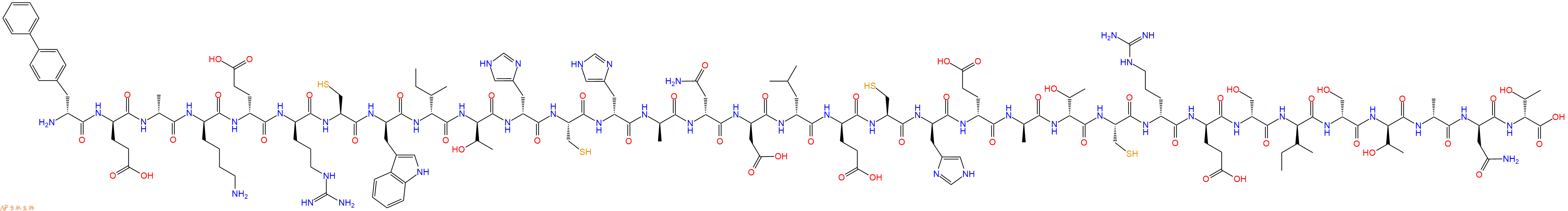 专肽生物产品H2N-DBip-DGlu-DAla-DLys-DGlu-DArg-Cys-DTrp-DIle-DThr-DHis-Cys-DHis-DAla-DAsn-DAsp-DLeu-DGlu-Cys-DHis-DGlu-DAla-DThr-Cys-DArg-DGlu-DSer-DIle-DSer-DThr-DAla-DAsn-DThr-OH
