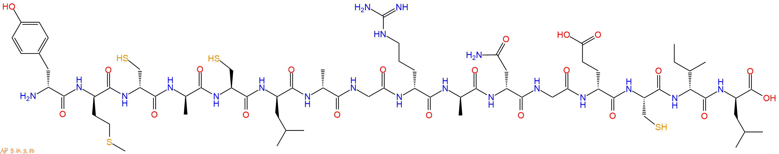 专肽生物产品H2N-DTyr-DMet-DCys-DAla-Cys-DLeu-DAla-Gly-DArg-DAla-DAsn-Gly-DGlu-Cys-DIle-DLeu-OH