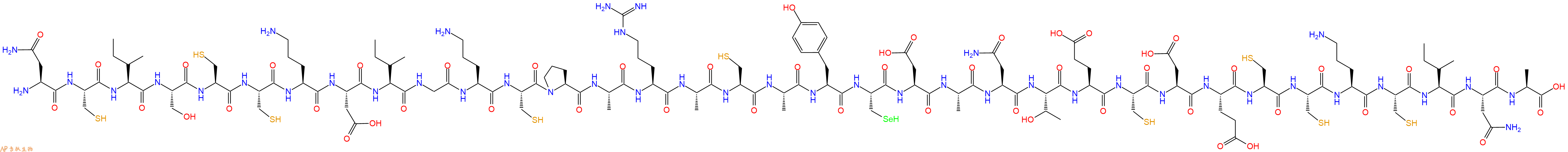 专肽生物产品H2N-Asn-Cys-Ile-Ser-Cys-Cys-Orn-Asp-Ile-Gly-Orn-Cys-Pro-Ala-Arg-Ala-Cys-Ala-Tyr-Sec-Asp-Ala-Asn-Thr-Glu-Cys-Asp-Glu-Cys-Cys-Orn-Cys-Ile-Asn-Ala-OH