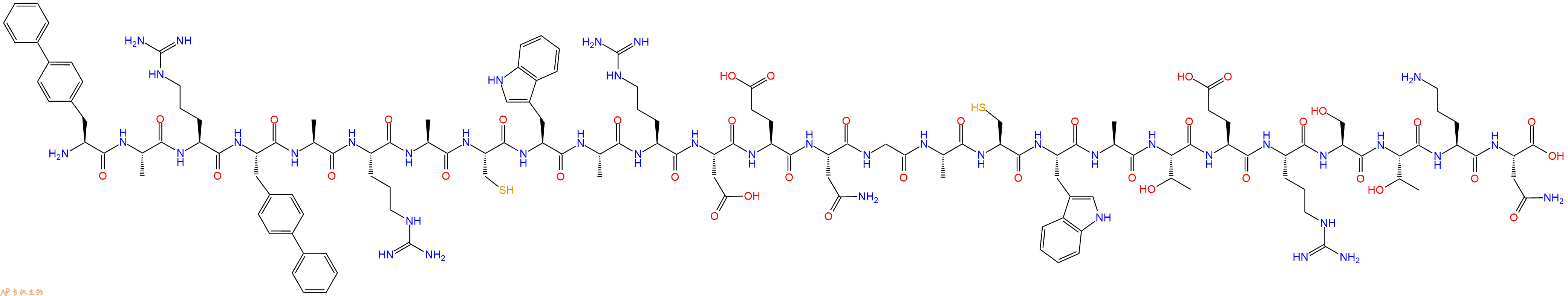 专肽生物产品H2N-Bip-Ala-Arg-Bip-Ala-Arg-Ala-Cys-Trp-Ala-Arg-Asp-Glu-Asn-Gly-Ala-Cys-Trp-Ala-Thr-Glu-Arg-Ser-Thr-Orn-Asn-OH