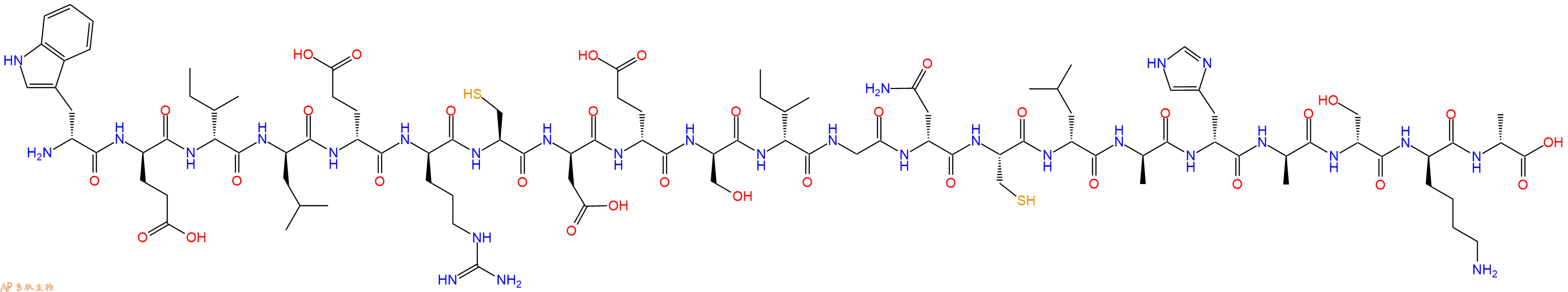 专肽生物产品H2N-DTrp-DGlu-DIle-DLeu-DGlu-DArg-Cys-DAsp-DGlu-DSer-DIle-Gly-DAsn-Cys-DLeu-DAla-DHis-DAla-DSer-DLys-DAla-OH