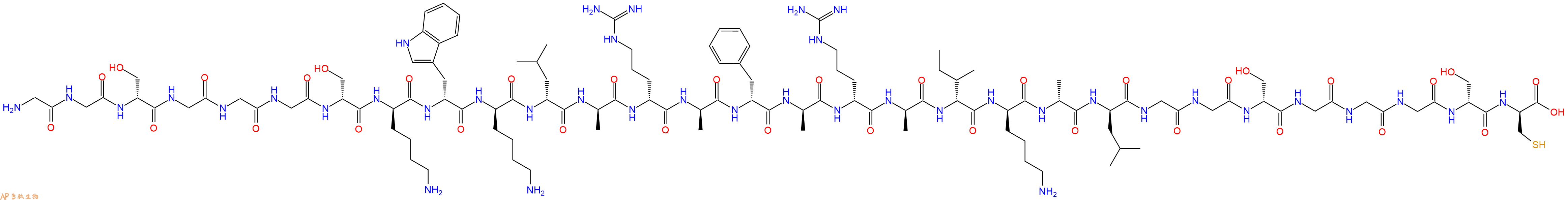 专肽生物产品H2N-Gly-Gly-DSer-Gly-Gly-Gly-DSer-DLys-DTrp-DLys-DLeu-DAla-DArg-DAla-DPhe-DAla-DArg-DAla-DIle-DLys-DAla-DLeu-Gly-Gly-DSer-Gly-Gly-Gly-DSer-DCys-OH