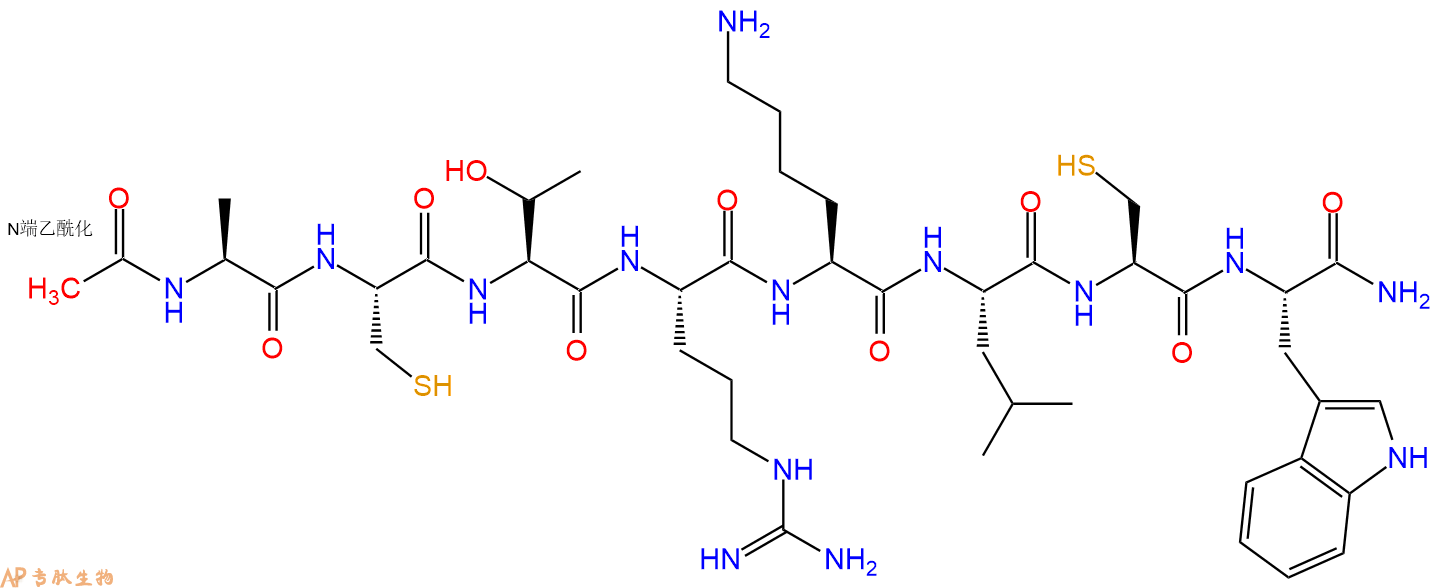专肽生物产品Ac-Ala-Cys-Thr-Arg-Lys-Leu-Cys-Trp-CONH2