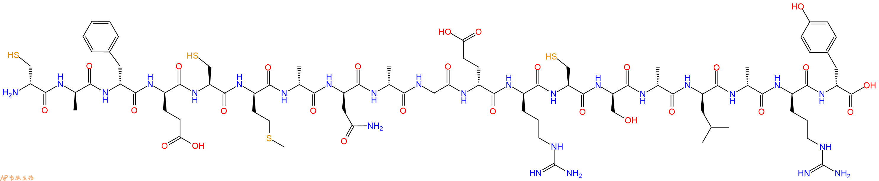 专肽生物产品H2N-DCys-DAla-DPhe-DGlu-Cys-DMet-DAla-DAsn-DAla-Gly-DGlu-DArg-Cys-DSer-DAla-DLeu-DAla-DArg-DTyr-OH