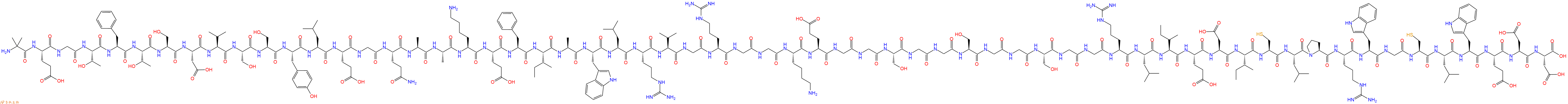 专肽生物产品H2N-Aib-Glu-Gly-Thr-Phe-Thr-Ser-Asp-Val-Ser-Ser-Tyr-Leu-Glu-Gly-Gln-Ala-Ala-Lys-Glu-Phe-Ile-Ala-Trp-Leu-Arg-Val-Gly-Arg-Gly-Gly-Lys-Glu-Gly-Gly-Ser-Gly-Gly-Ser-Gly-Gly-Ser-Gly-Gly-Arg-Leu-Ile-Glu-Asp-Ile-Cys-Leu-Pro-Arg-Trp-Gly-Cys-Leu-Trp-Glu-Asp-Asp-OH