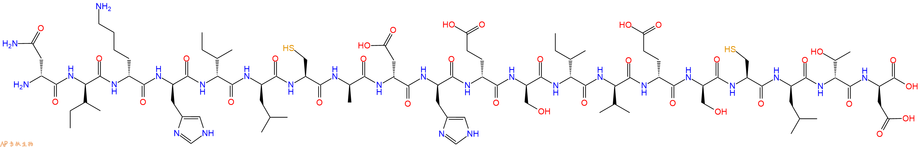 专肽生物产品H2N-DAsn-DIle-DLys-DHis-DIle-DLeu-Cys-DAla-DAsp-DHis-DGlu-DSer-DIle-DVal-DGlu-DSer-Cys-DLeu-DThr-DAsp-OH