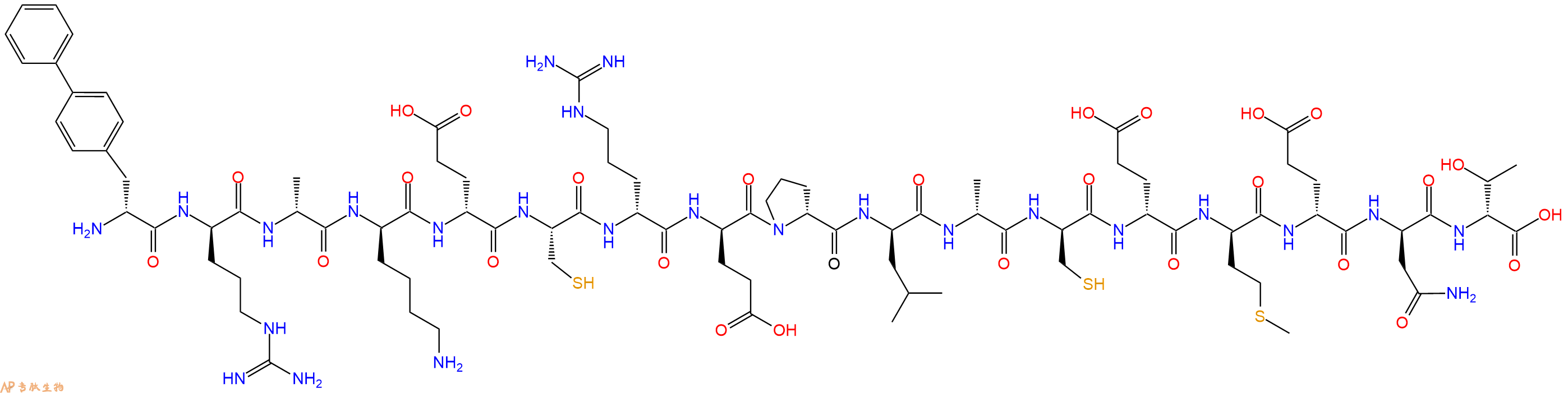 专肽生物产品H2N-DBip-DArg-DAla-DLys-DGlu-Cys-DArg-DGlu-DPro-DLeu-DAla-DCys-DGlu-DMet-DGlu-DAsn-DThr-OH