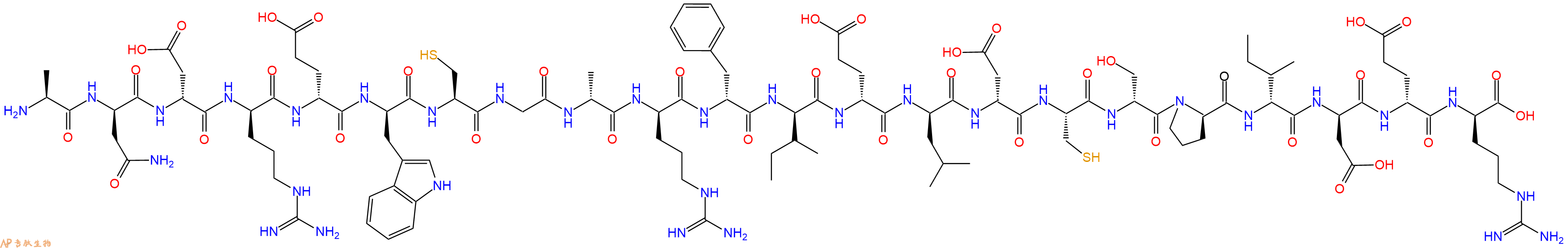 专肽生物产品H2N-Ala-DAsn-DAsp-DArg-DGlu-DTrp-Cys-Gly-DAla-DArg-DPhe-DIle-DGlu-DLeu-DAsp-Cys-DSer-DPro-DIle-DAsp-DGlu-DArg-OH