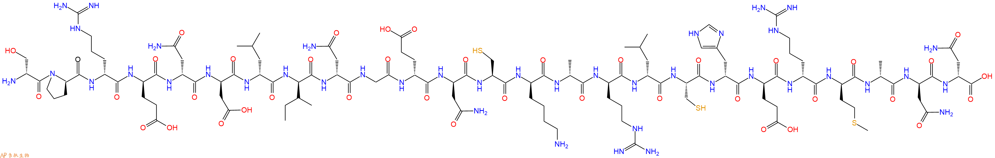 专肽生物产品H2N-DSer-DPro-DArg-DGlu-DAsn-DAsp-DLeu-DIle-DAsn-Gly-DGlu-DAsn-Cys-DLys-DAla-DArg-DLeu-Cys-DHis-DGlu-DArg-DMet-DAla-DAsn-DAsn-OH