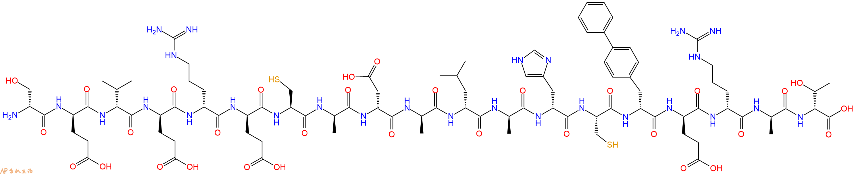 专肽生物产品H2N-DSer-DGlu-DVal-DGlu-DArg-DGlu-Cys-DAla-DAsp-DAla-DLeu-DAla-DHis-Cys-DBip-DGlu-DArg-DAla-DThr-OH