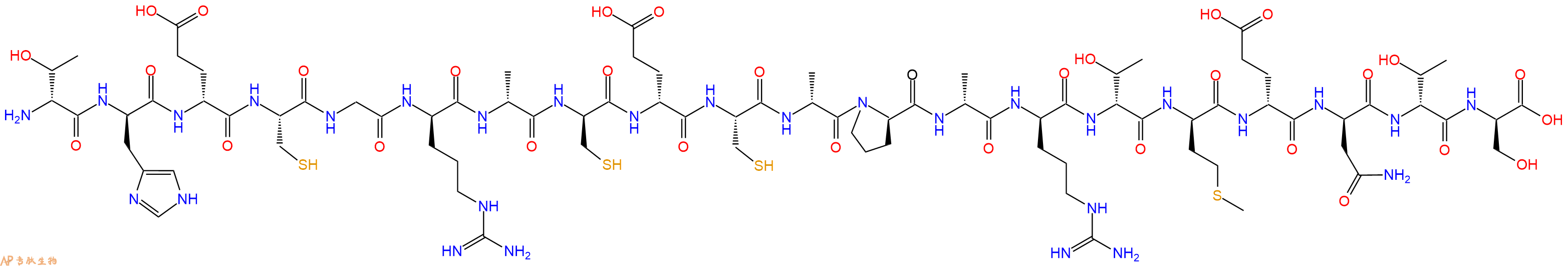 专肽生物产品H2N-DThr-DHis-DGlu-Cys-Gly-DArg-DAla-DCys-DGlu-Cys-DAla-DPro-DAla-DArg-DThr-DMet-DGlu-DAsn-DThr-DSer-OH