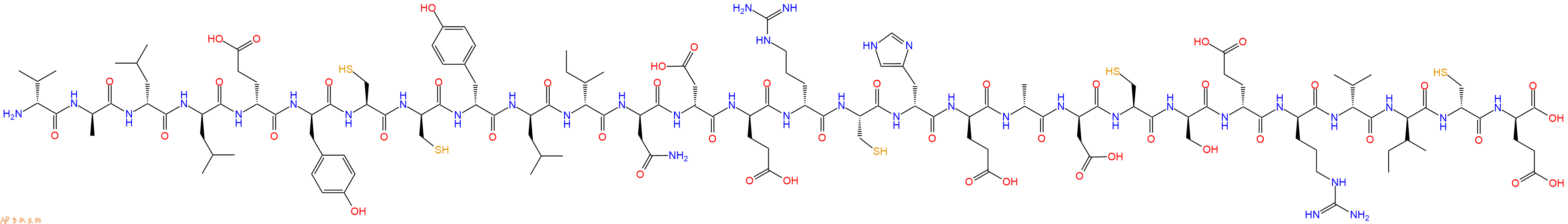 专肽生物产品H2N-DVal-DAla-DLeu-DLeu-DGlu-DTyr-Cys-DCys-DTyr-DLeu-DIle-DAsn-DAsp-DGlu-DArg-Cys-DHis-DGlu-DAla-DAsp-Cys-DSer-DGlu-DArg-DVal-DIle-DCys-DGlu-OH