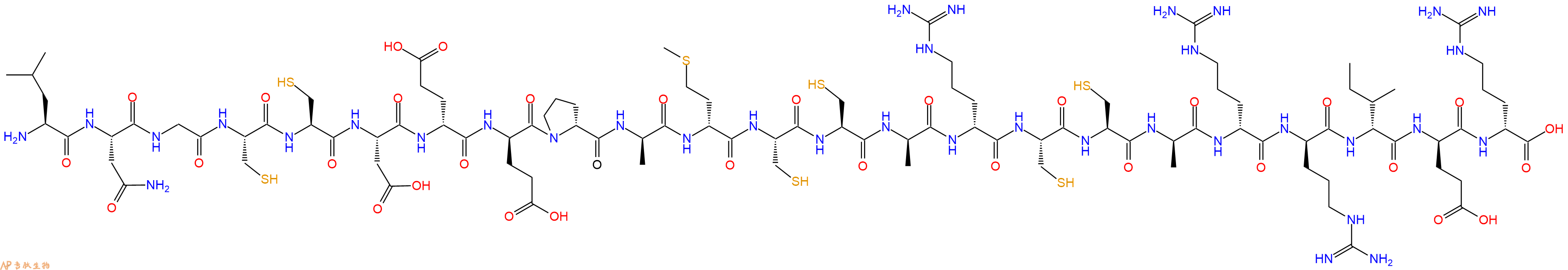 专肽生物产品H2N-Leu-Asn-Gly-Cys-Cys-Asp-DGlu-DGlu-DPro-DAla-DMet-Cys-Cys-DAla-DArg-Cys-Cys-DAla-DArg-DArg-DIle-DGlu-DArg-OH