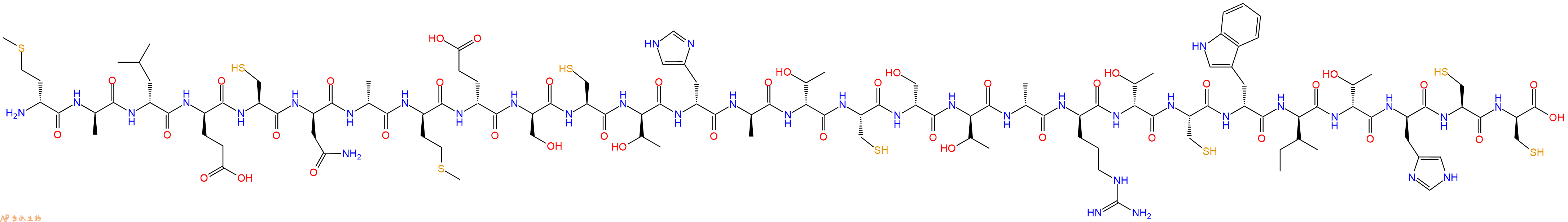 专肽生物产品H2N-DMet-DAla-DLeu-DGlu-Cys-DAsn-DAla-DMet-DGlu-DSer-Cys-DThr-DHis-DAla-DThr-Cys-DSer-DThr-DAla-DArg-DThr-Cys-DTrp-DIle-DThr-DHis-Cys-DCys-OH