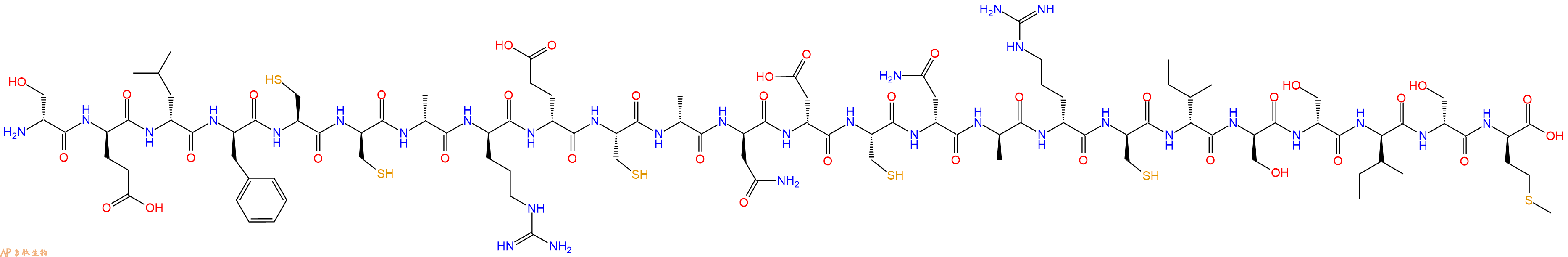 专肽生物产品H2N-DSer-DGlu-DLeu-DPhe-Cys-DCys-DAla-DArg-DGlu-Cys-DAla-DAsn-DAsp-Cys-DAsn-DAla-DArg-DCys-DIle-DSer-DSer-DIle-DSer-DMet-OH