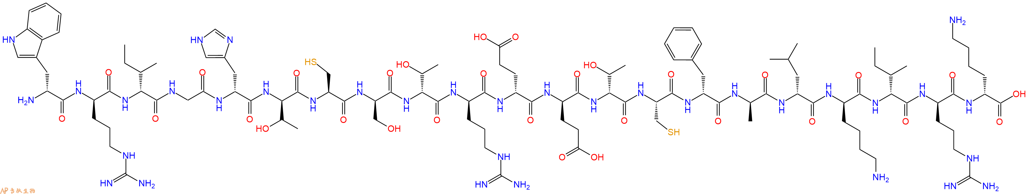 专肽生物产品H2N-DTrp-DArg-DIle-Gly-DHis-DThr-Cys-DSer-DThr-DArg-DGlu-DGlu-DThr-Cys-DPhe-DAla-DLeu-DLys-DIle-DArg-DLys-OH