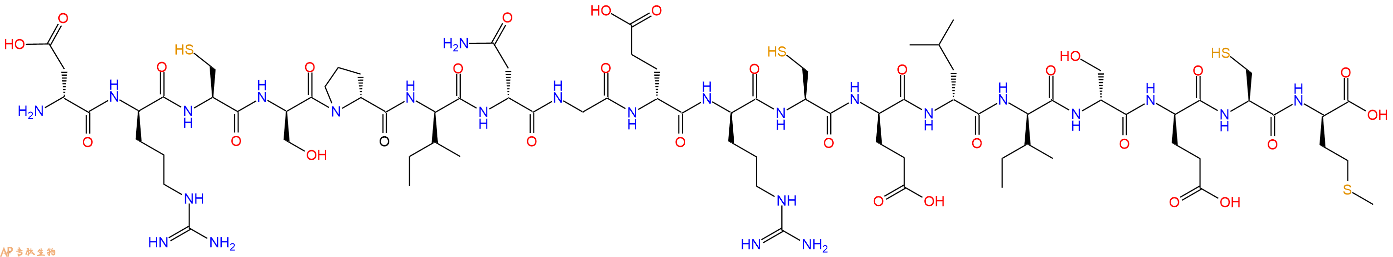 专肽生物产品H2N-DAsp-DArg-Cys-DSer-DPro-DIle-DAsn-Gly-DGlu-DArg-Cys-DGlu-DLeu-DIle-DSer-DGlu-Cys-DMet-OH
