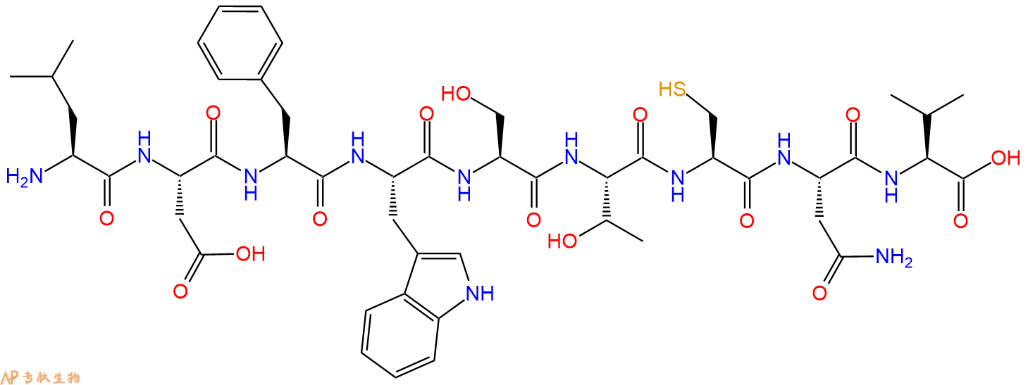 专肽生物产品H2N-Leu-Asp-Phe-Trp-Ser-Thr-Cys-Asn-Val-OH