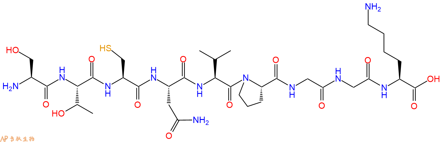 专肽生物产品H2N-Ser-Thr-Cys-Asn-Val-Pro-Gly-Gly-Lys-OH