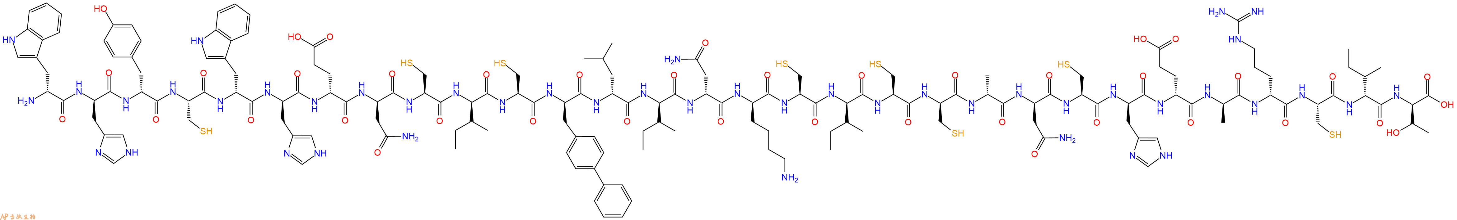专肽生物产品H2N-DTrp-DHis-DTyr-Cys-DTrp-DHis-DGlu-DAsn-Cys-DIle-Cys-DBip-DLeu-DIle-DAsn-DLys-Cys-DIle-Cys-DCys-DAla-DAsn-Cys-DHis-DGlu-DAla-DArg-Cys-DIle-DThr-OH