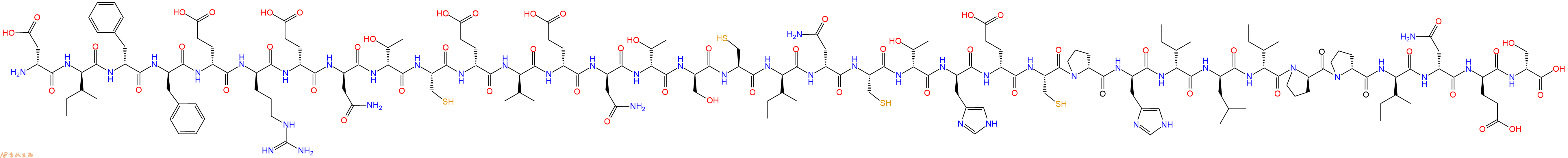 专肽生物产品H2N-DAsp-DIle-DPhe-DPhe-DGlu-DArg-DGlu-DAsn-DThr-Cys-DGlu-DVal-DGlu-DAsn-DThr-DSer-Cys-DIle-DAsn-Cys-DThr-DHis-DGlu-Cys-DPro-DHis-DIle-DLeu-DIle-DPro-DPro-DIle-DAsn-DGlu-DSer-OH
