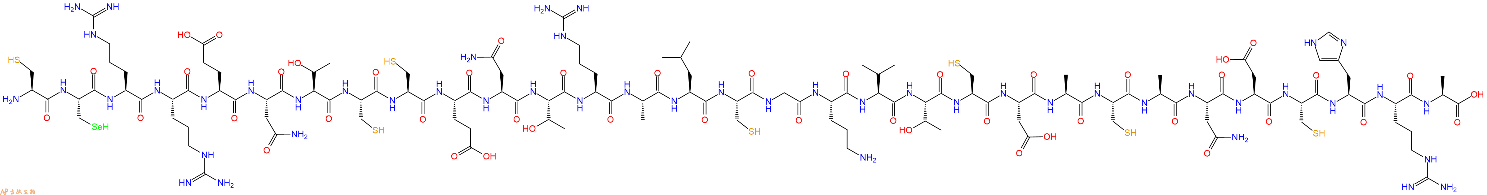 专肽生物产品H2N-Cys-Sec-Arg-Arg-Glu-Asn-Thr-Cys-Cys-Glu-Asn-Thr-Arg-Ala-Leu-Cys-Gly-Orn-Val-Thr-Cys-Asp-Ala-Cys-Ala-Asn-Asp-Cys-His-Arg-Ala-OH
