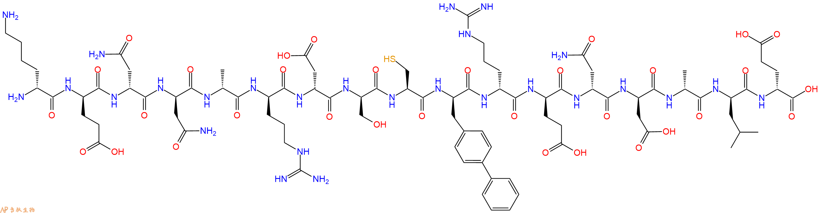 专肽生物产品H2N-DLys-DGlu-DAsn-DAsn-DAla-DArg-DAsp-DSer-Cys-DBip-DArg-DGlu-DAsn-DAsp-DAla-DLeu-DGlu-OH