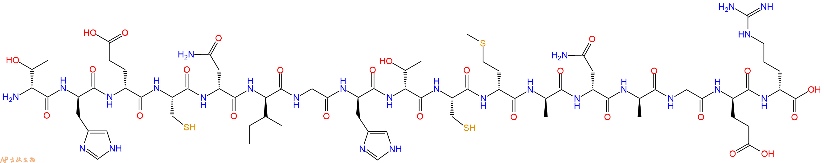 专肽生物产品H2N-DThr-DHis-DGlu-Cys-DAsn-DIle-Gly-DHis-DThr-Cys-DMet-DAla-DAsn-DAla-Gly-DGlu-DArg-OH