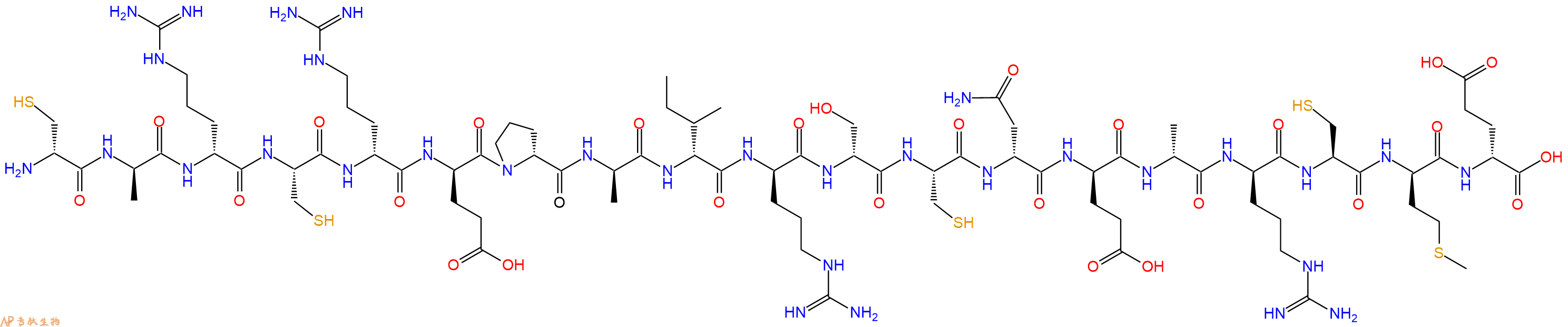 专肽生物产品H2N-DCys-DAla-DArg-Cys-DArg-DGlu-DPro-DAla-DIle-DArg-DSer-Cys-DAsn-DGlu-DAla-DArg-Cys-DMet-DGlu-OH