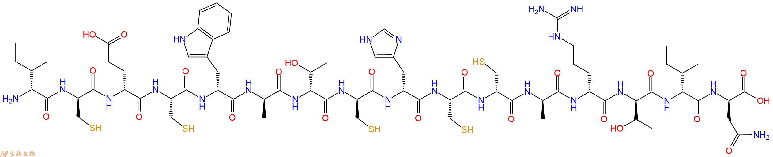 专肽生物产品H2N-DIle-DCys-DGlu-Cys-DTrp-DAla-DThr-DCys-DHis-Cys-DCys-DAla-DArg-DThr-DIle-DAsn-OH