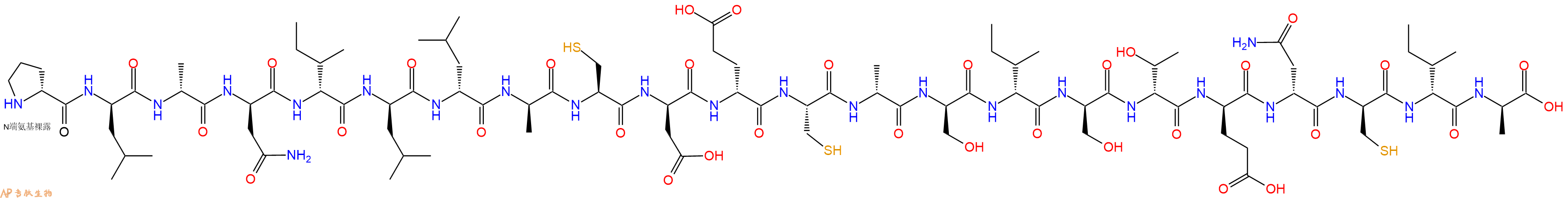 专肽生物产品H2N-DPro-DLeu-DAla-DAsn-DIle-DLeu-DLeu-DAla-Cys-DAsp-DGlu-Cys-DAla-DSer-DIle-DSer-DThr-DGlu-DAsn-DCys-DIle-DAla-OH